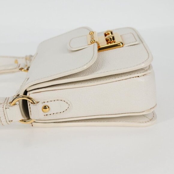 Miu Miu Hand Bag Leather 2way White Gold Auth - Picture 4 of 16
